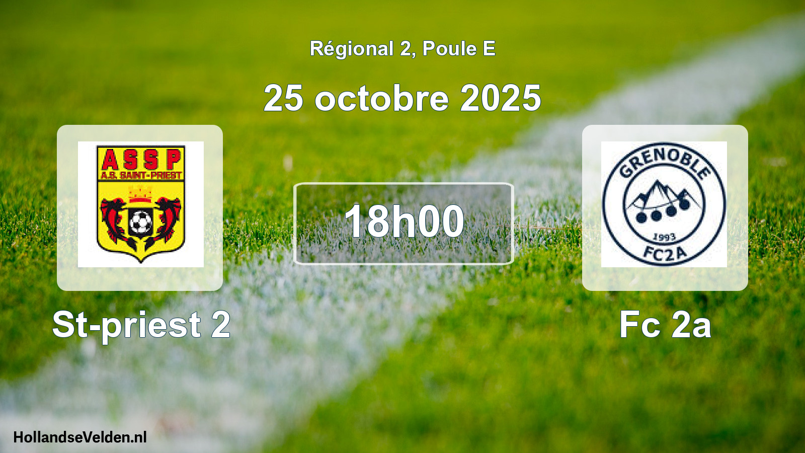 Geplande wedstrijd: St-priest 2 - Fc 2a (25 octobre 2025)
