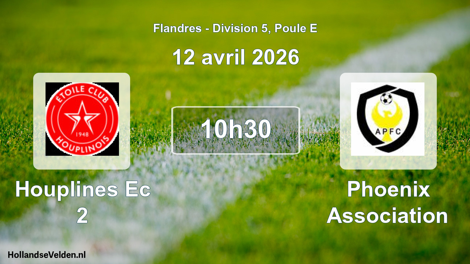 Match programmé: Houplines Ec 2 - Phoenix Association (12 avril 2026)