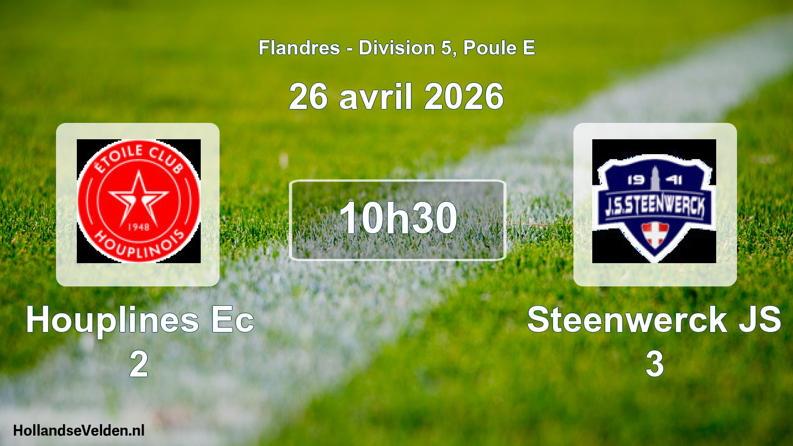 Match programmé: Houplines Ec 2 - Steenwerck JS 3 (26 avril 2026)