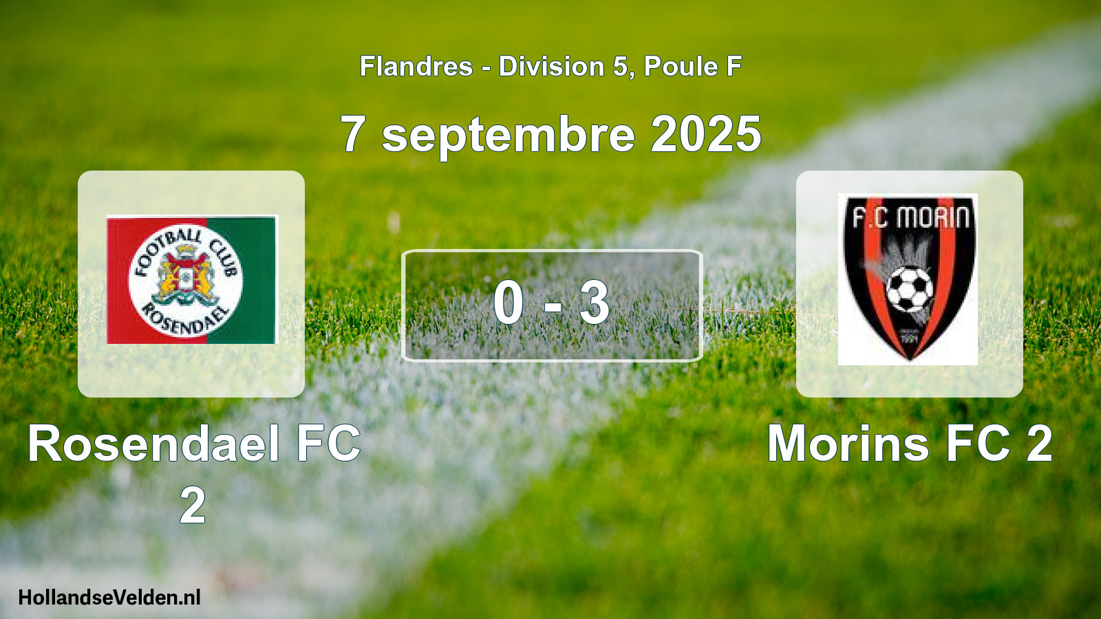 Gespeelde wedstrijd: Rosendael FC 2 - Morins FC 2 0 - 3 (7 september 2025)