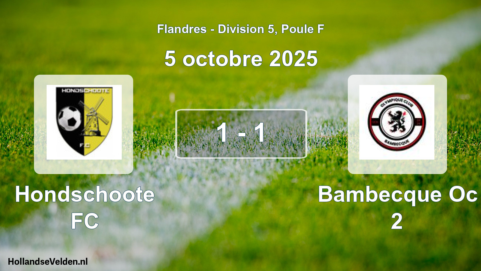 Match joué: Hondschoote FC - Bambecque Oc 2 1 - 1 (5 octobre 2025)