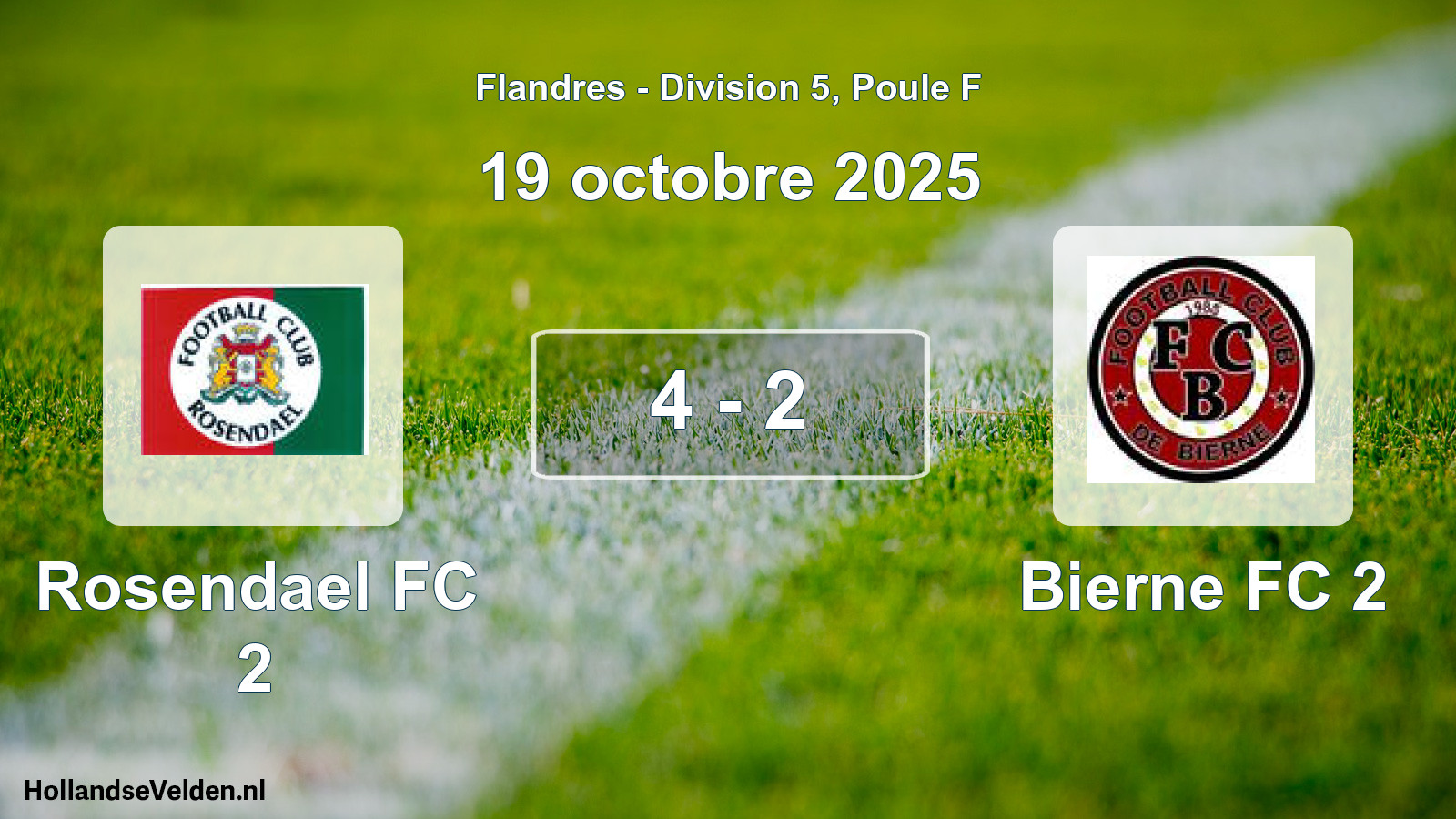 Total number of matches played: Rosendael FC 2 - Bierne FC 2 4 - 2 (19 October 2025)