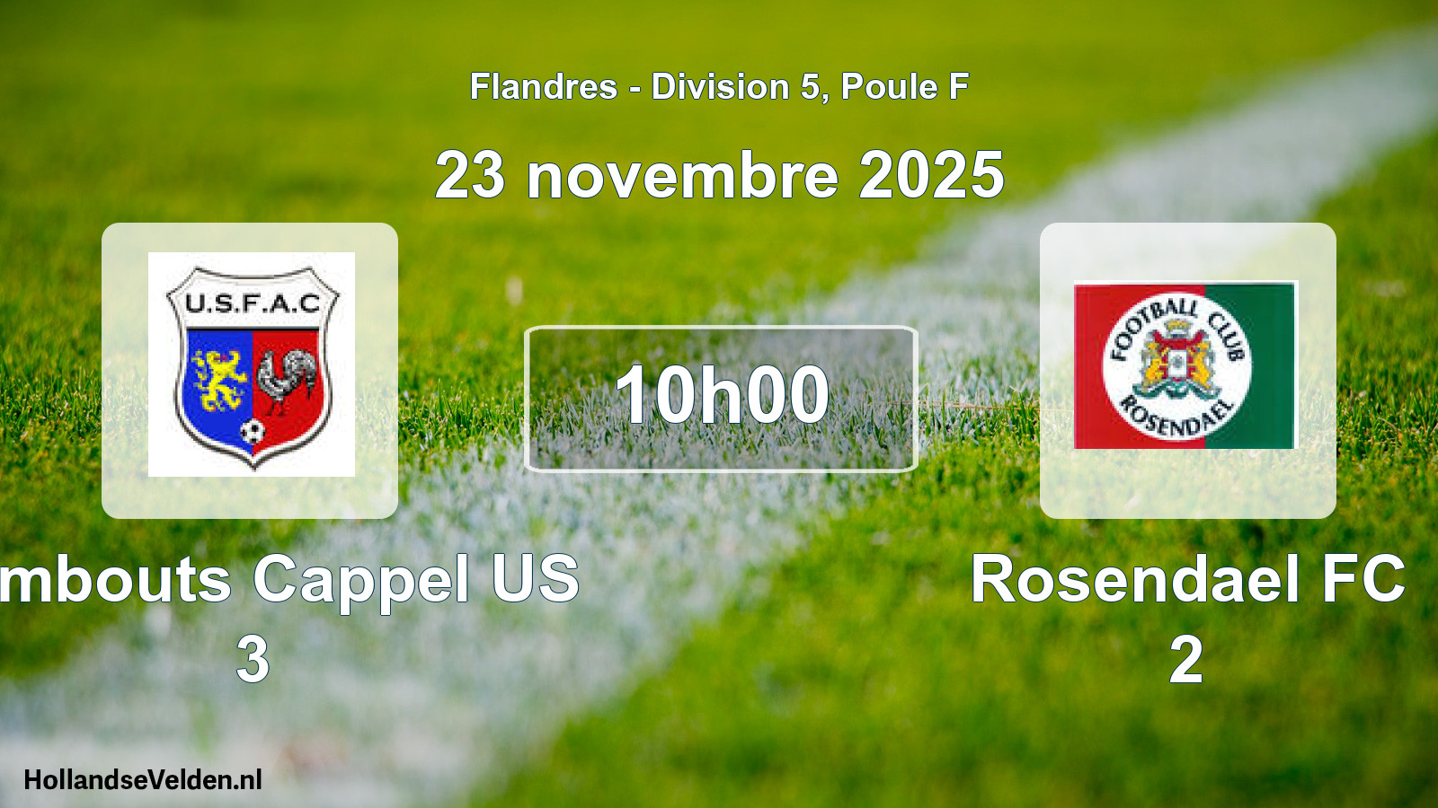 Match programmé: Armbouts Cappel US 3 - Rosendael FC 2 (23 novembre 2025)