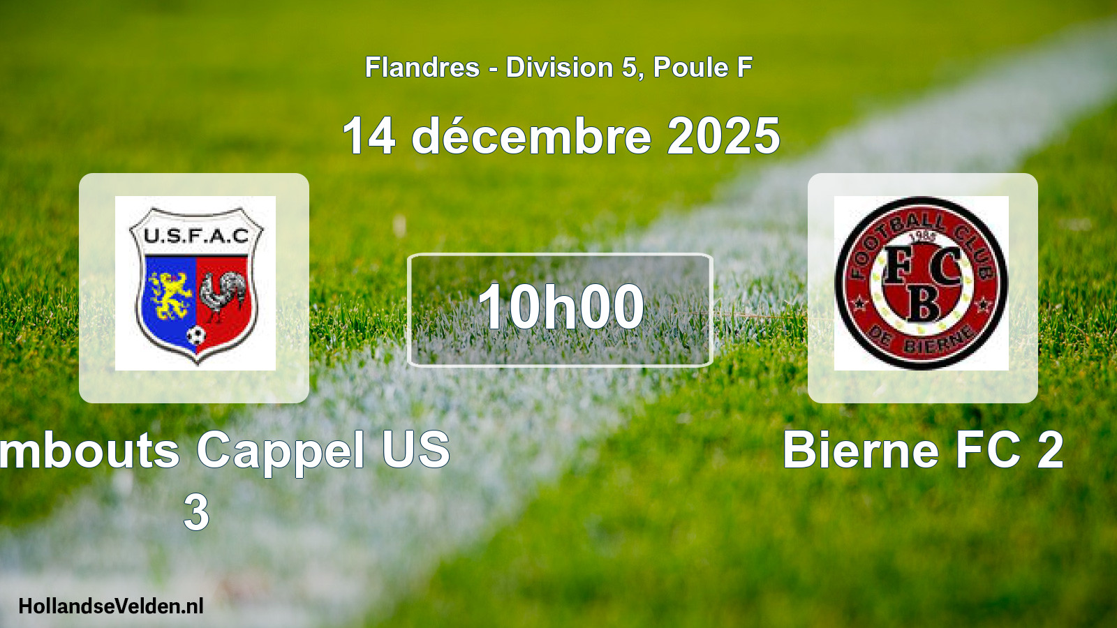 Match programmé: Armbouts Cappel US 3 - Bierne FC 2 (14 décembre 2025)