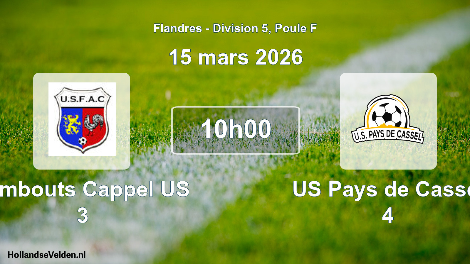 Scheduled Match: Armbouts Cappel US 3 - US Pays de Cassel 4 (15 March 2026)