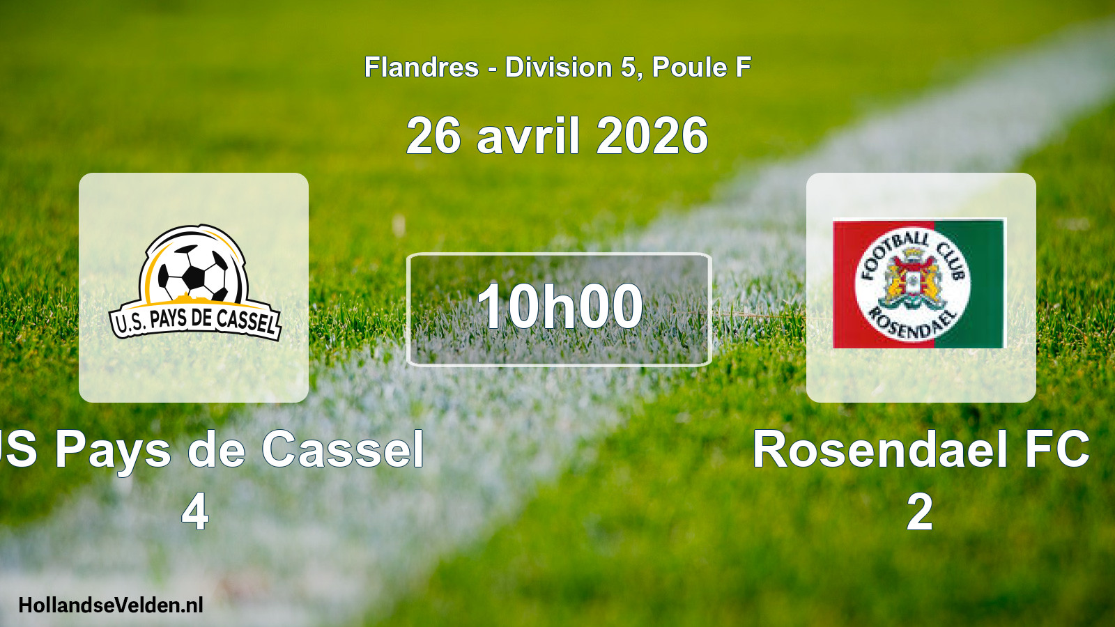Geplande wedstrijd: US Pays de Cassel 4 - Rosendael FC 2 (26 april 2026)