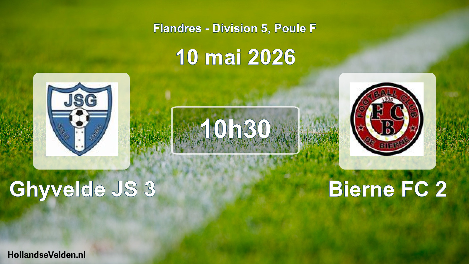 Match programmé: Ghyvelde JS 3 - Bierne FC 2 (10 mai 2026)