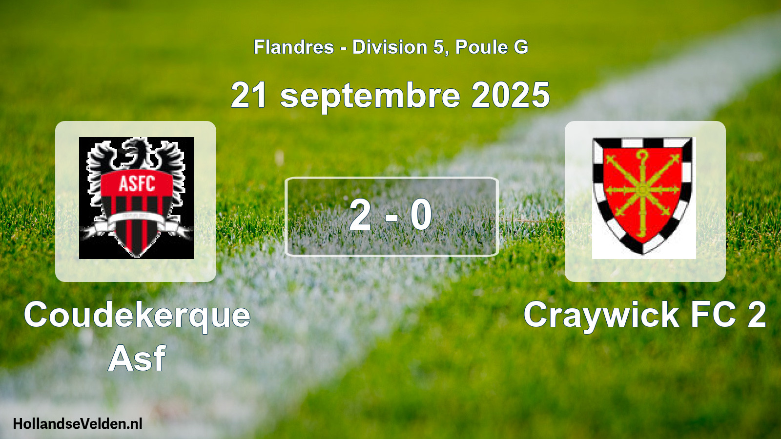 Match joué: Coudekerque Asf - Craywick FC 2 2 - 0 (21 septembre 2025)