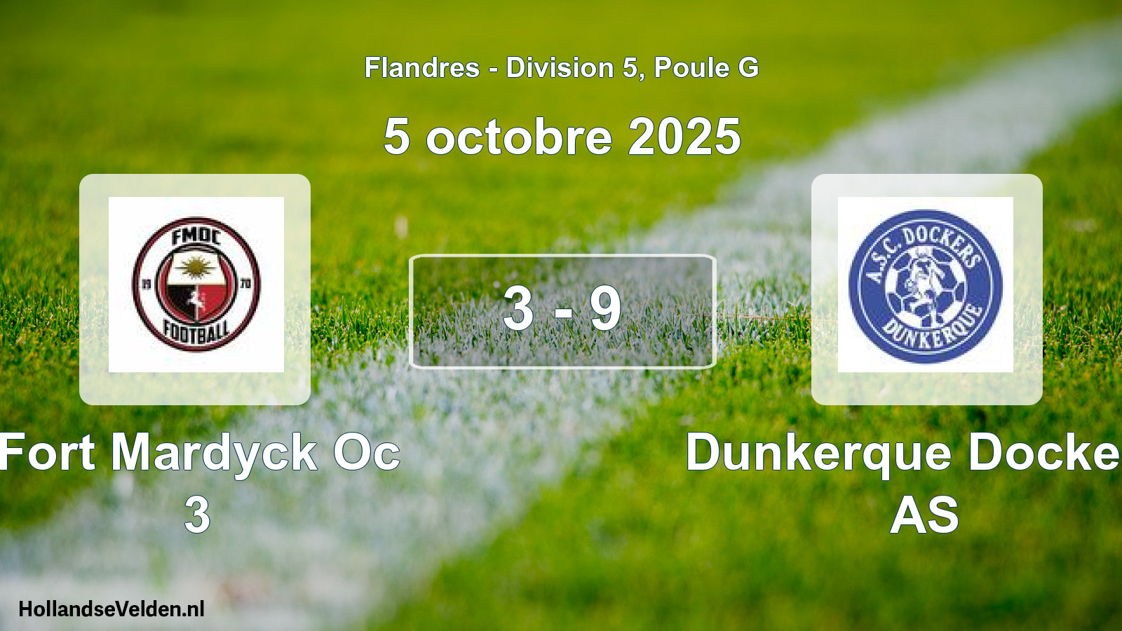 Match joué: Fort Mardyck Oc 3 - Dunkerque Dockers AS 3 - 9 (5 octobre 2025)