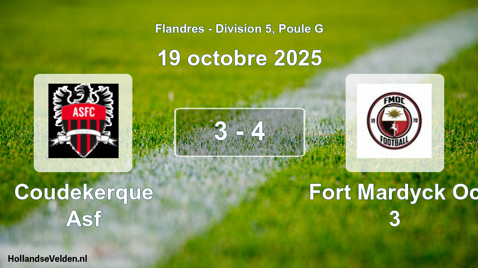 Gespeelde wedstrijd: Coudekerque Asf - Fort Mardyck Oc 3 3 - 4 (19 oktober 2025)