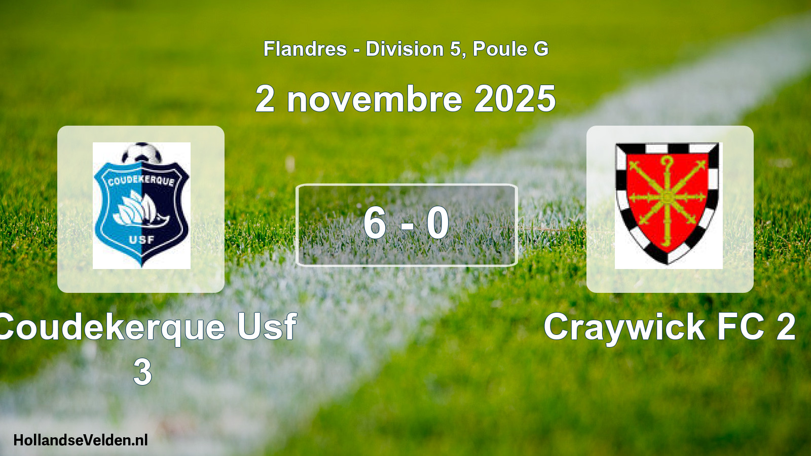 Match joué: Coudekerque Usf 3 - Craywick FC 2 6 - 0 (2 novembre 2025)
