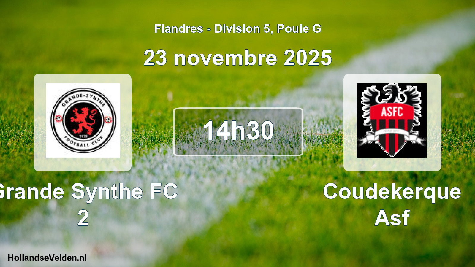 Match programmé: Grande Synthe FC 2 - Coudekerque Asf (23 novembre 2025)
