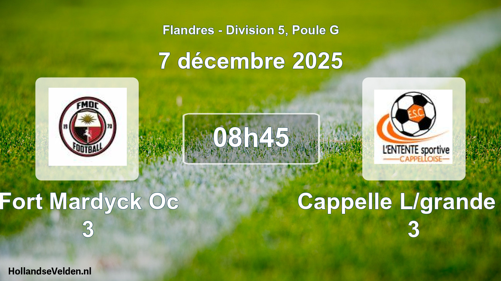 Match programmé: Fort Mardyck Oc 3 - Cappelle L/grande Es 3 (7 décembre 2025)