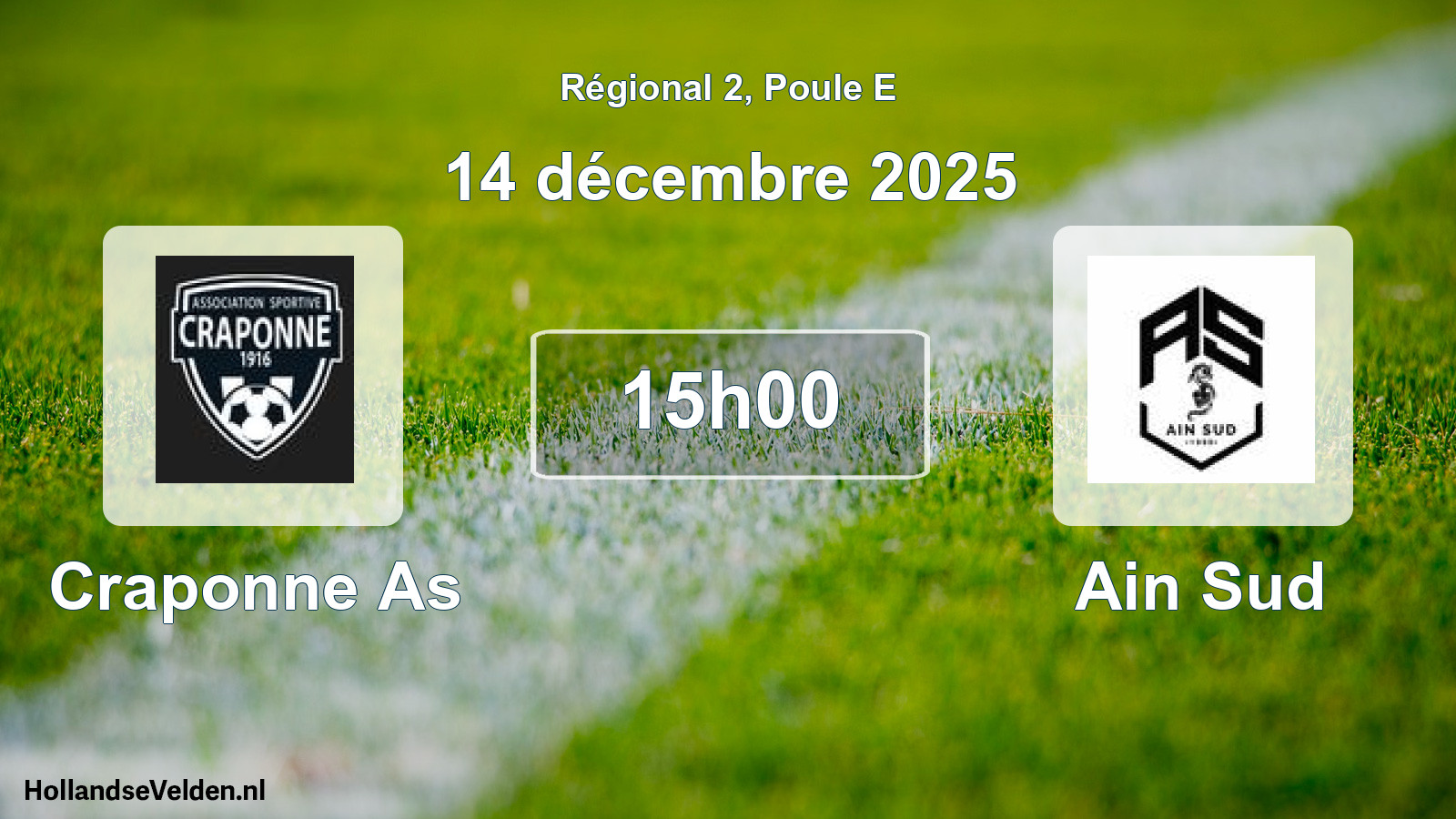 Geplande wedstrijd: Craponne As - Ain Sud (14 décembre 2025)