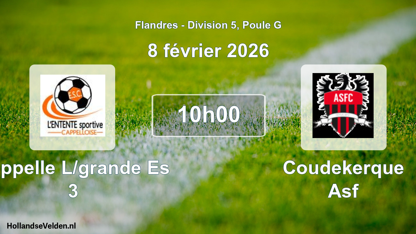 Match programmé: Cappelle L/grande Es 3 - Coudekerque Asf (8 février 2026)