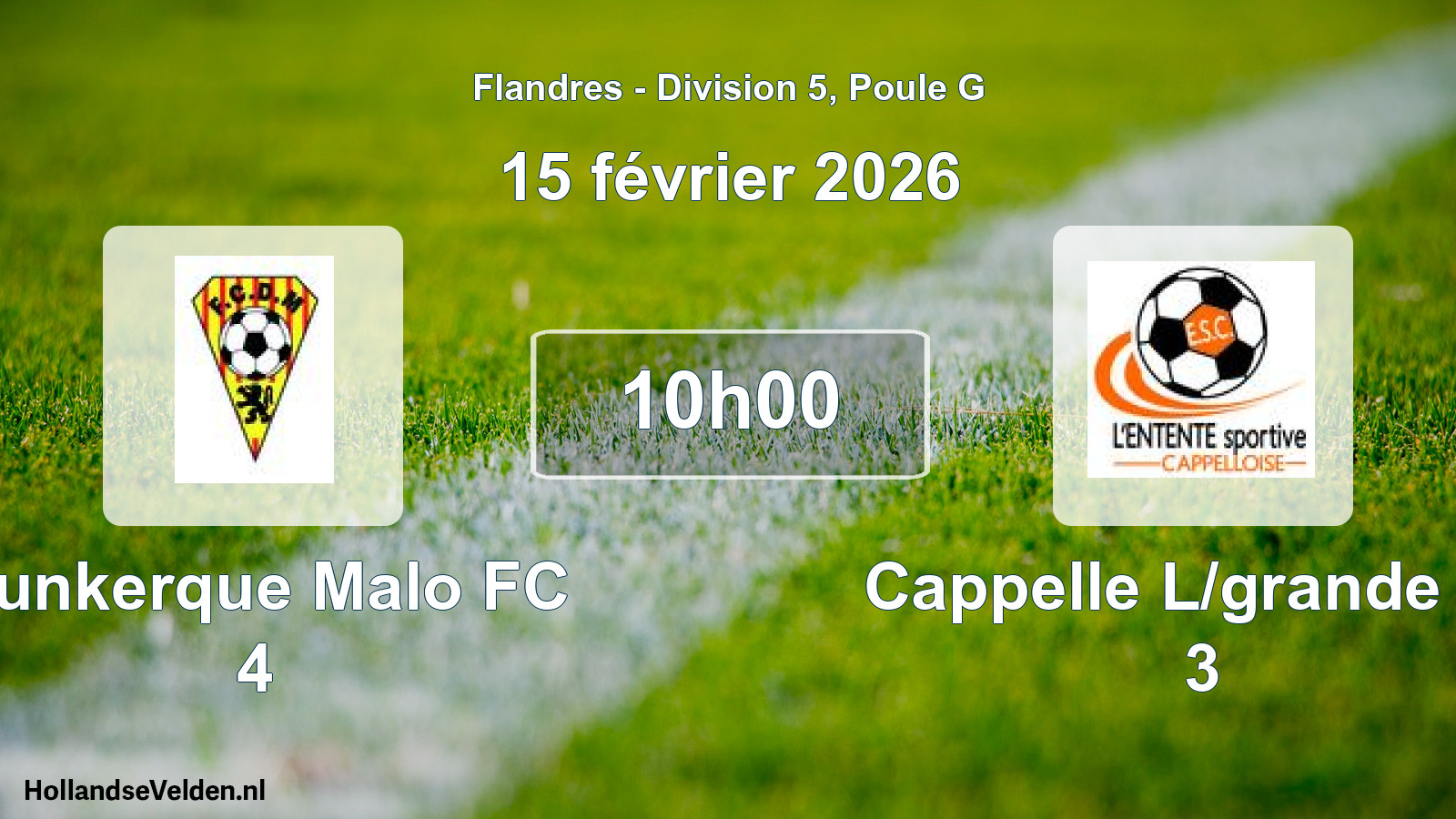 Match programmé: Dunkerque Malo FC 4 - Cappelle L/grande Es 3 (15 février 2026)