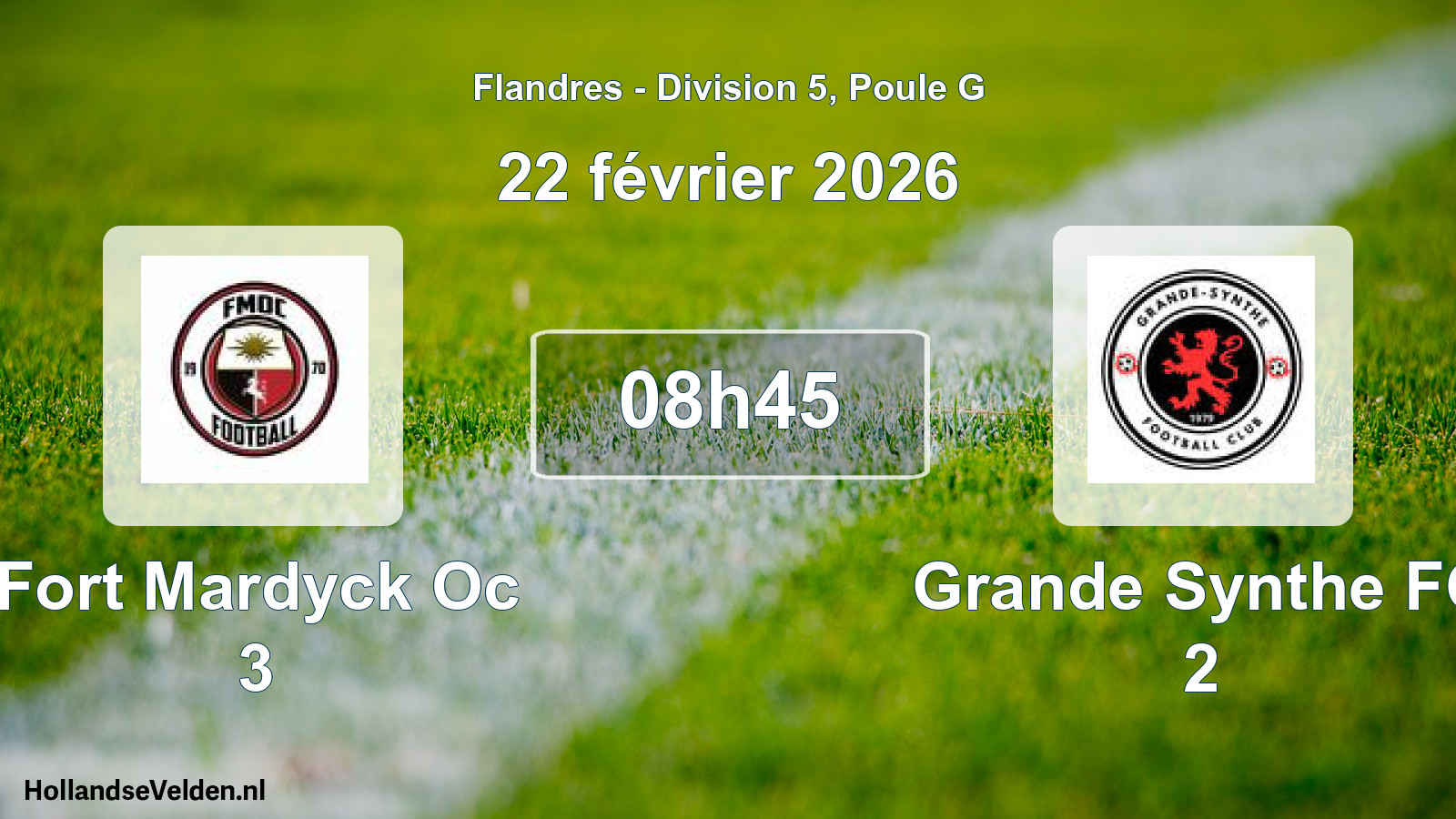 Match programmé: Fort Mardyck Oc 3 - Grande Synthe FC 2 (22 février 2026)