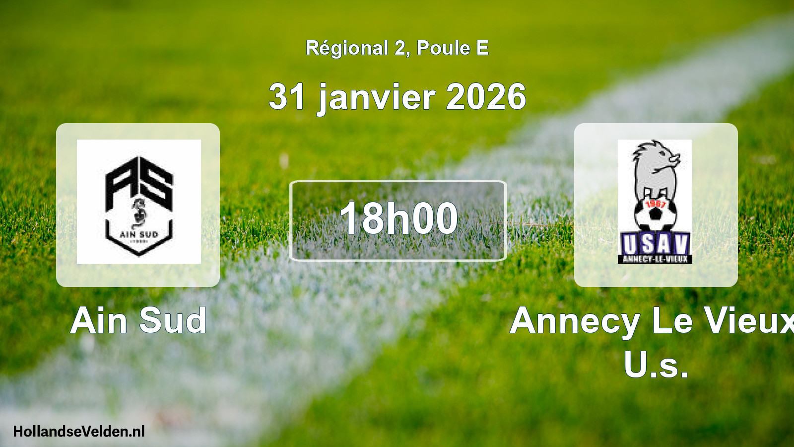 Scheduled Match: Ain Sud - Annecy Le Vieux U.s. (31 January 2026)