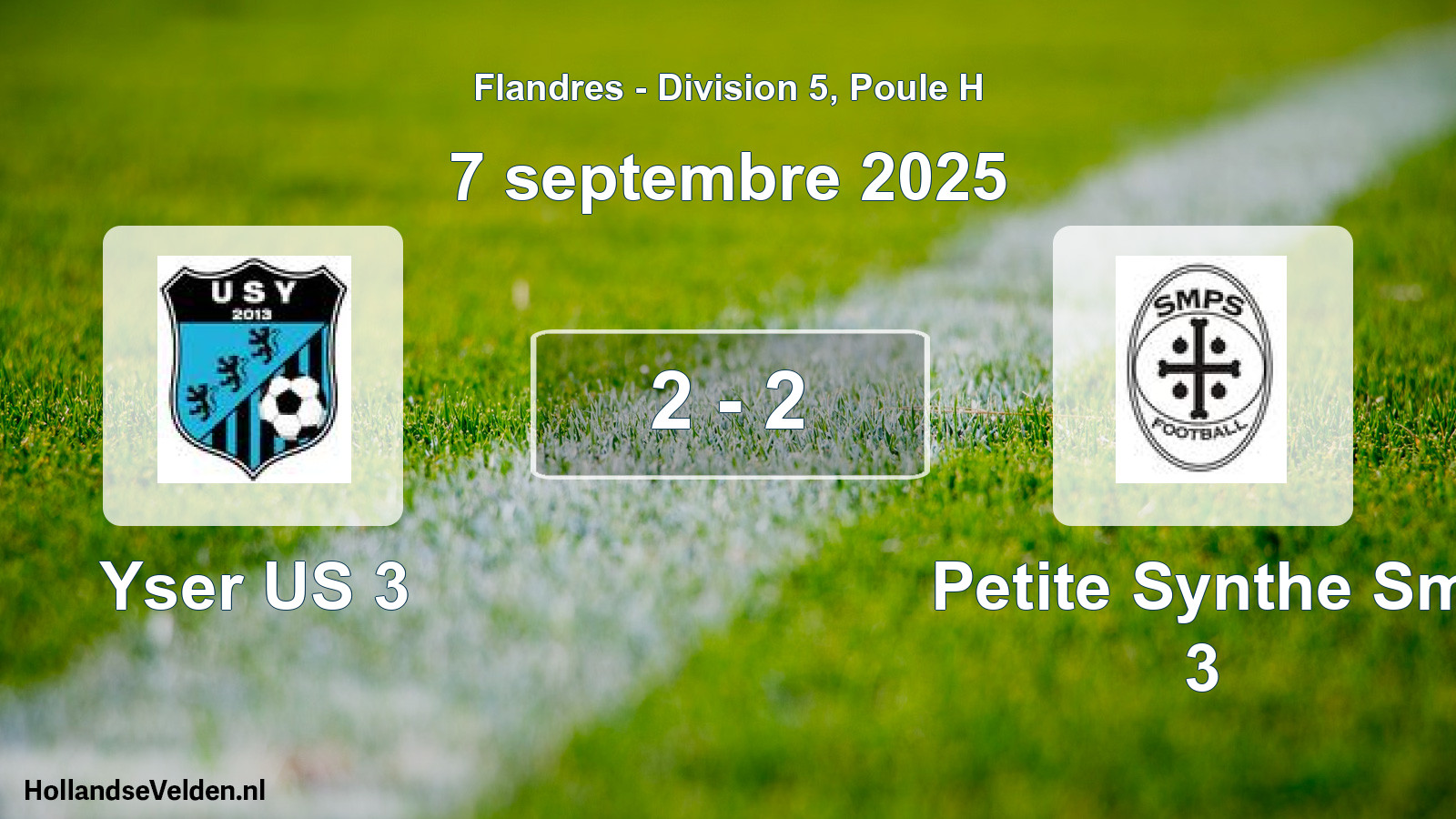 Match joué: Yser US 3 - Petite Synthe Sm 3 2 - 2 (7 septembre 2025)