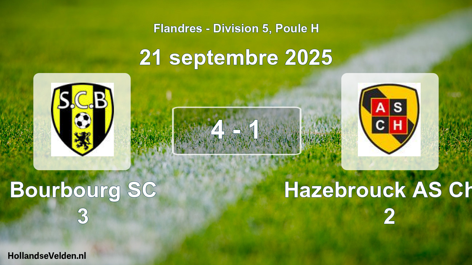 Gespeelde wedstrijd: Bourbourg SC 3 - Hazebrouck AS Chts 2 4 - 1 (21 september 2025)