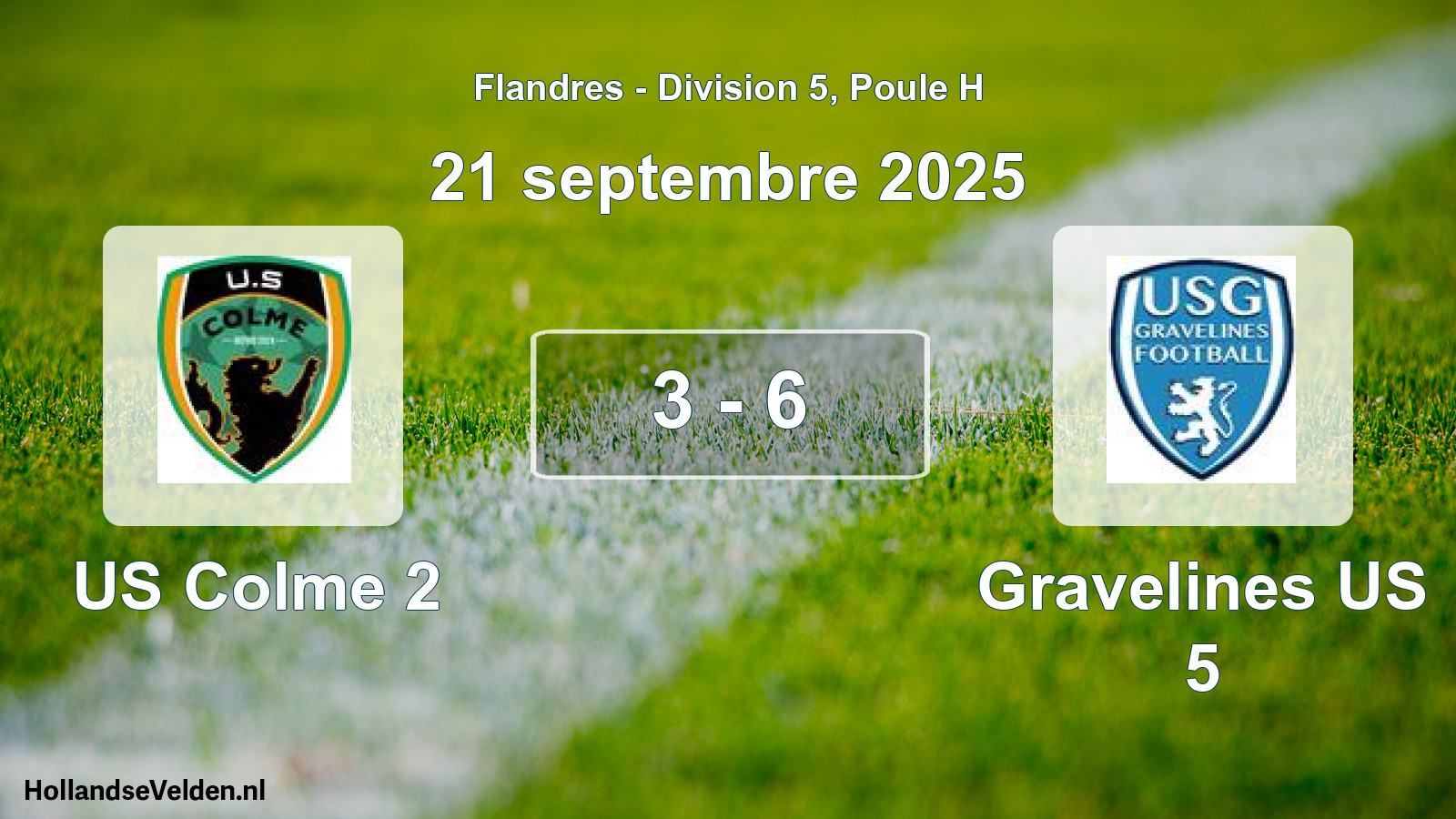 Match joué: US Colme 2 - Gravelines US 5 3 - 6 (21 septembre 2025)