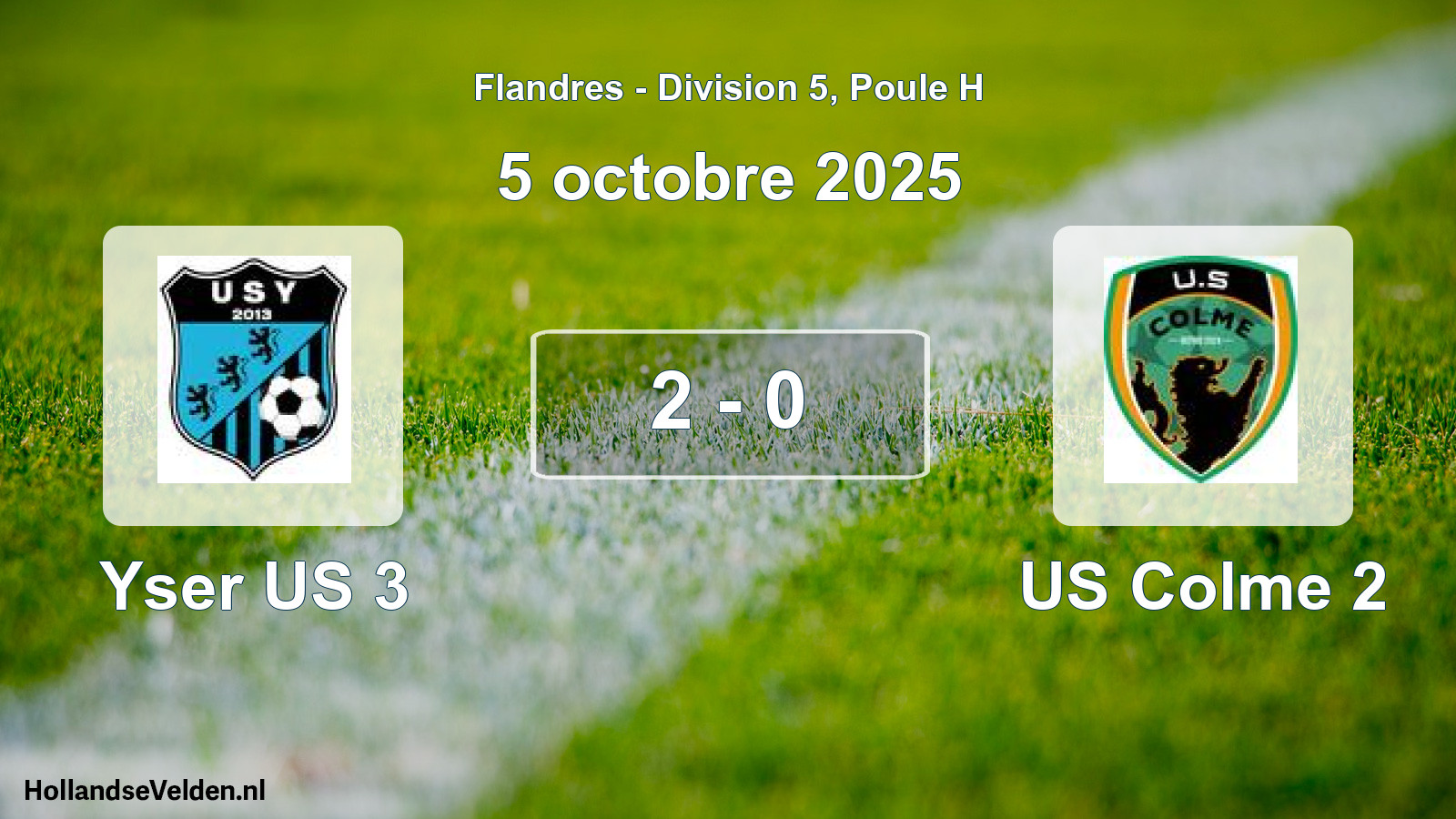 Match joué: Yser US 3 - US Colme 2 2 - 0 (5 octobre 2025)