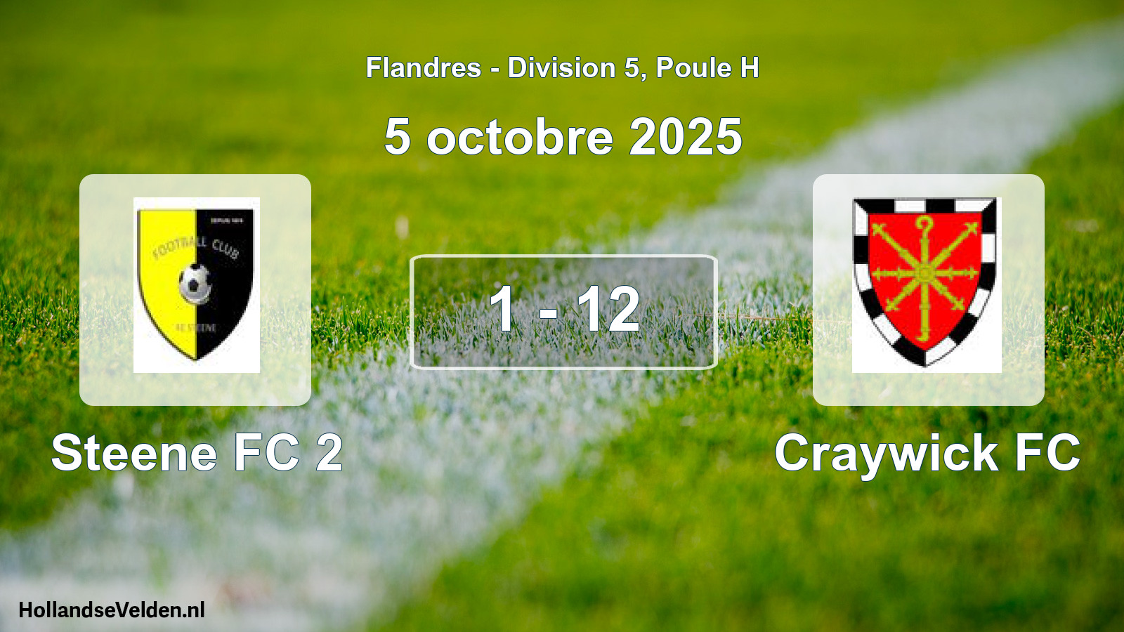 Total number of matches played: Steene FC 2 - Craywick FC 1 - 12 (5 October 2025)