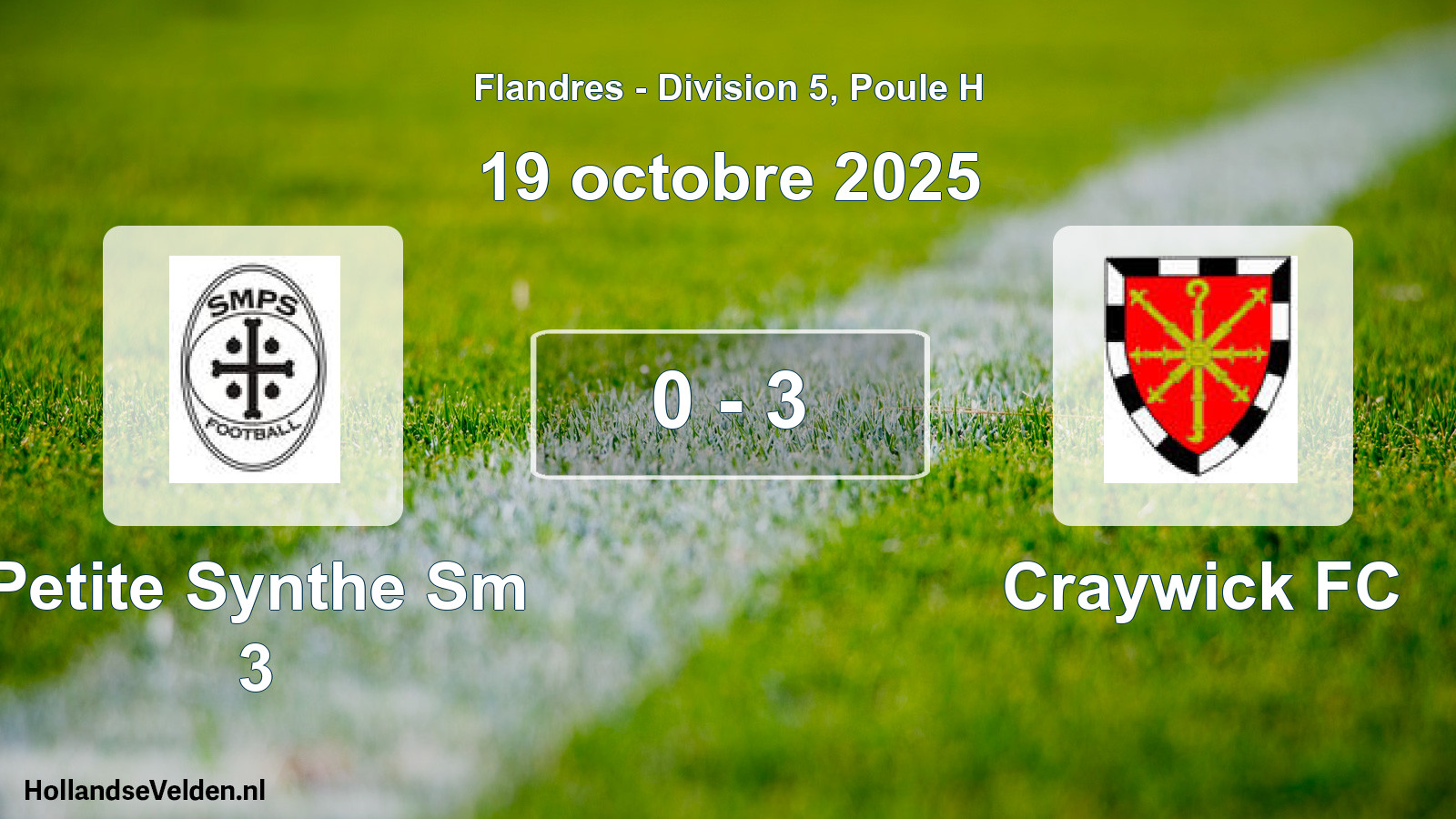 Match joué: Petite Synthe Sm 3 - Craywick FC 0 - 3 (19 octobre 2025)