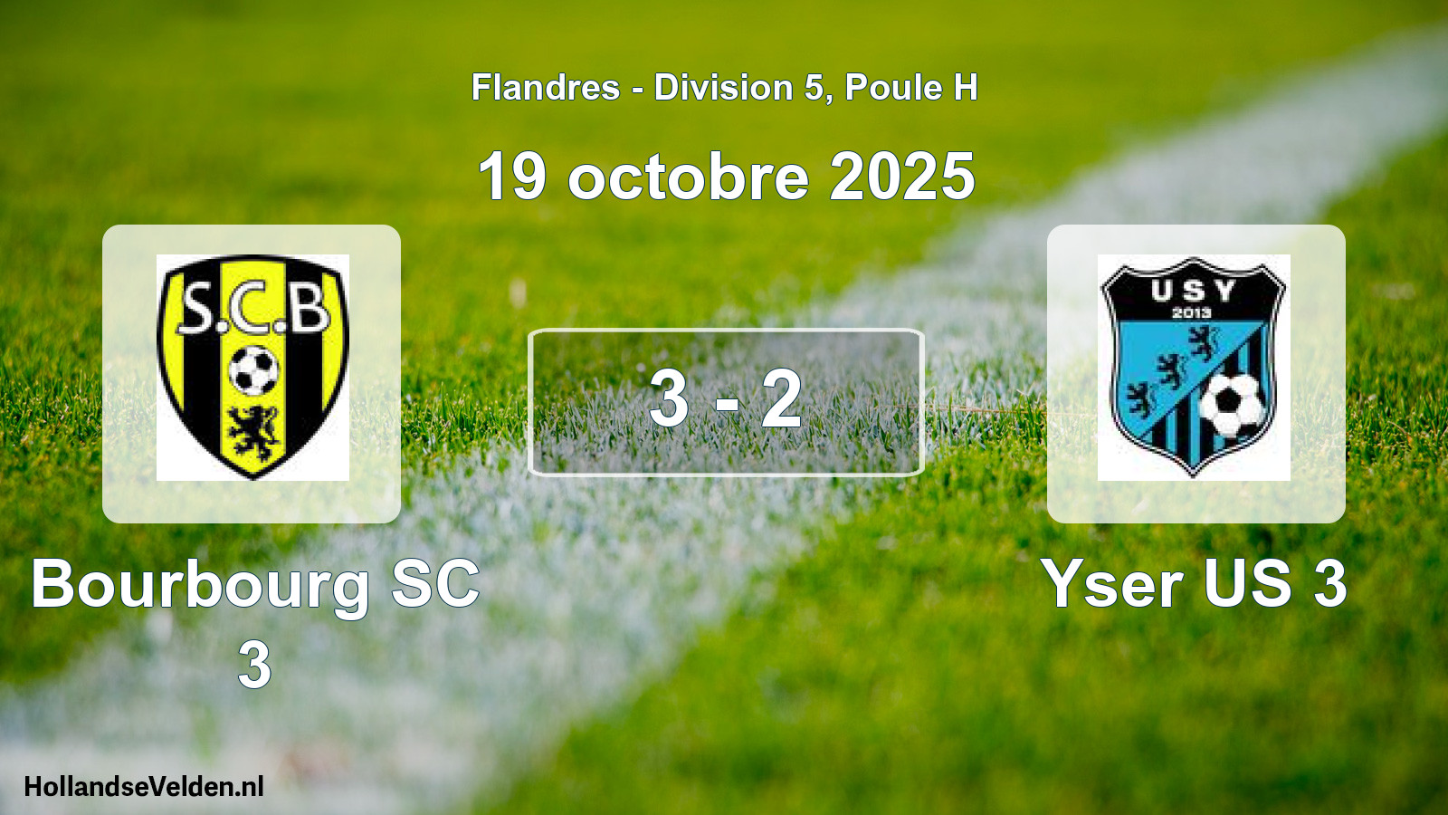 Match joué: Bourbourg SC 3 - Yser US 3 3 - 2 (19 octobre 2025)