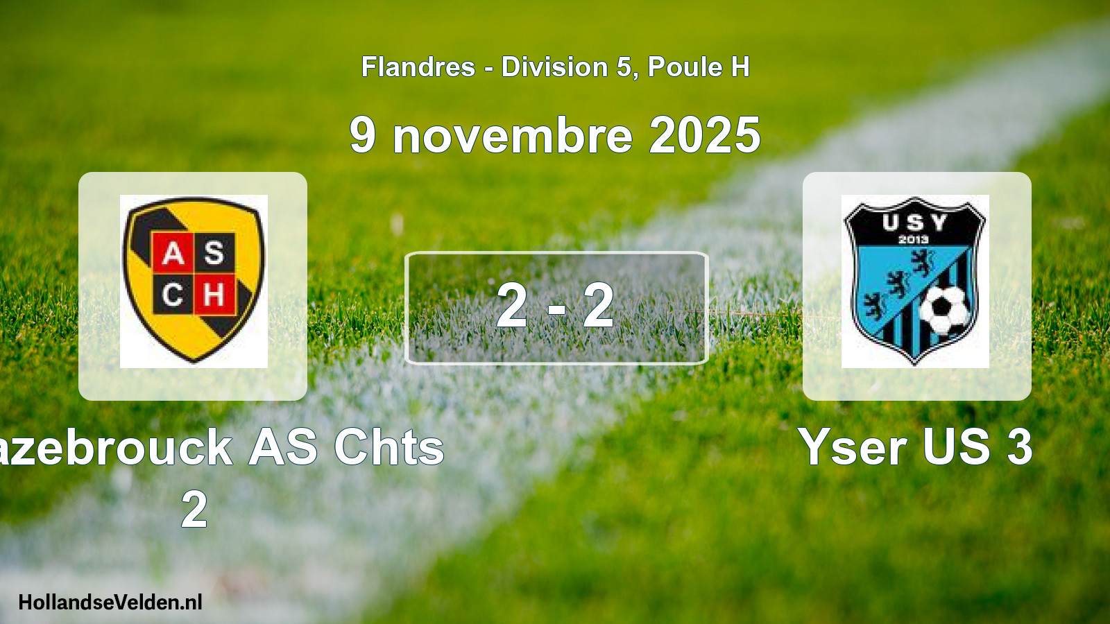 Match joué: Hazebrouck AS Chts 2 - Yser US 3 2 - 2 (9 novembre 2025)