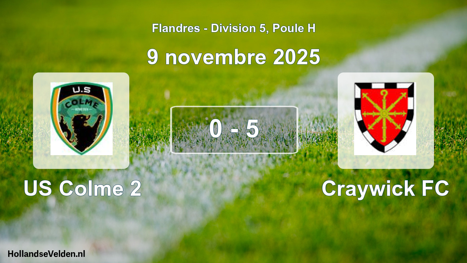 Match joué: US Colme 2 - Craywick FC 0 - 5 (9 novembre 2025)