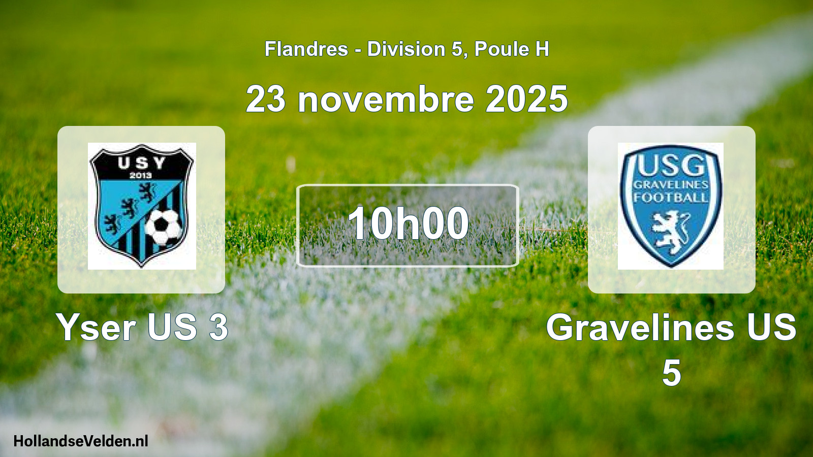Match programmé: Yser US 3 - Gravelines US 5 (23 novembre 2025)