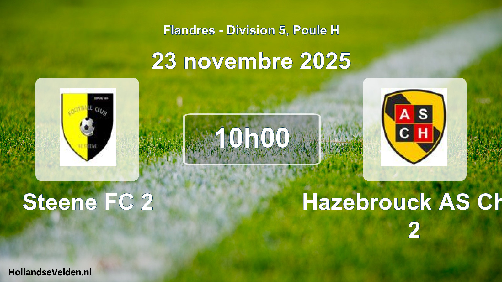 Match programmé: Steene FC 2 - Hazebrouck AS Chts 2 (23 novembre 2025)