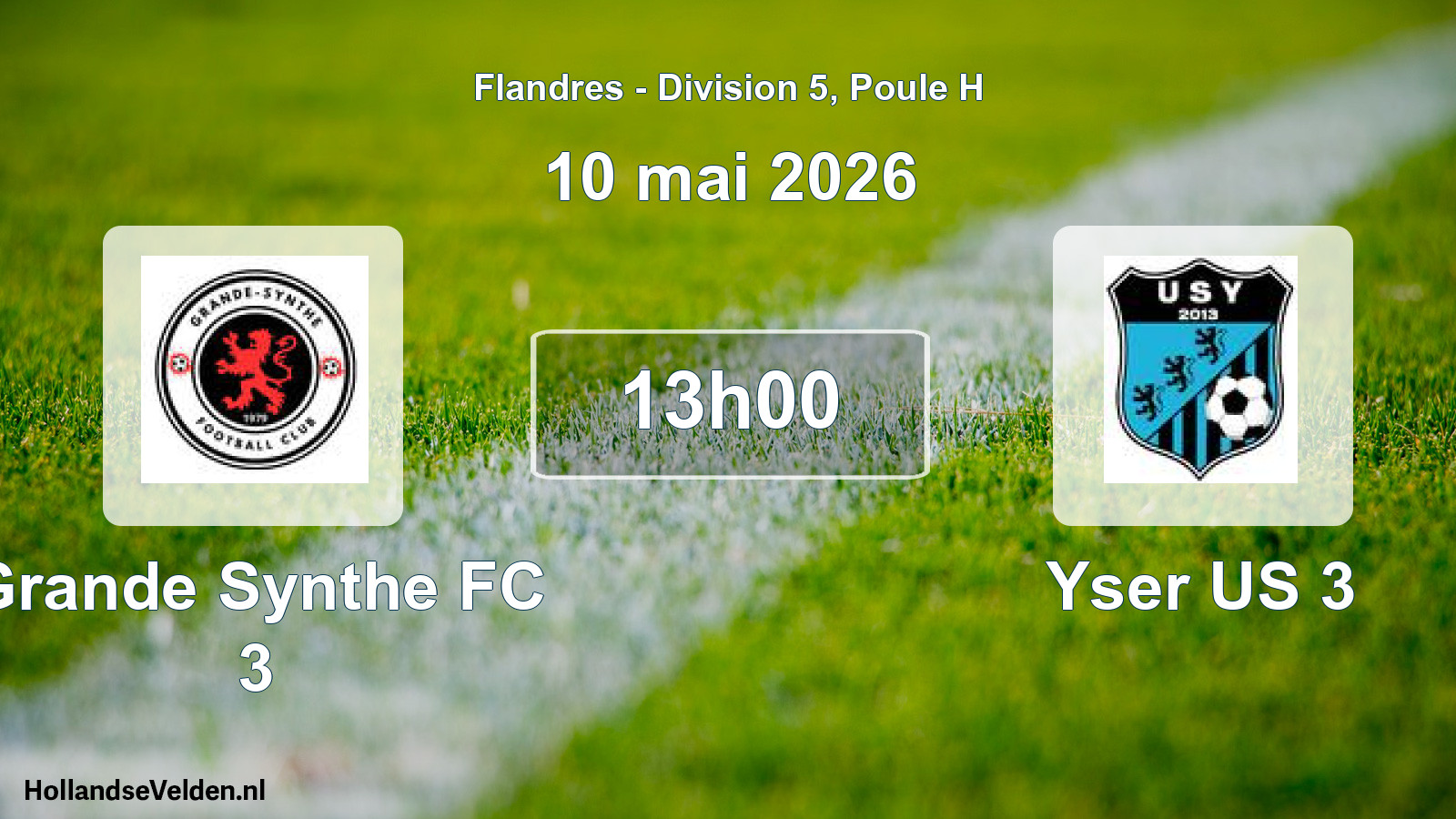 Match programmé: Grande Synthe FC 3 - Yser US 3 (10 mai 2026)