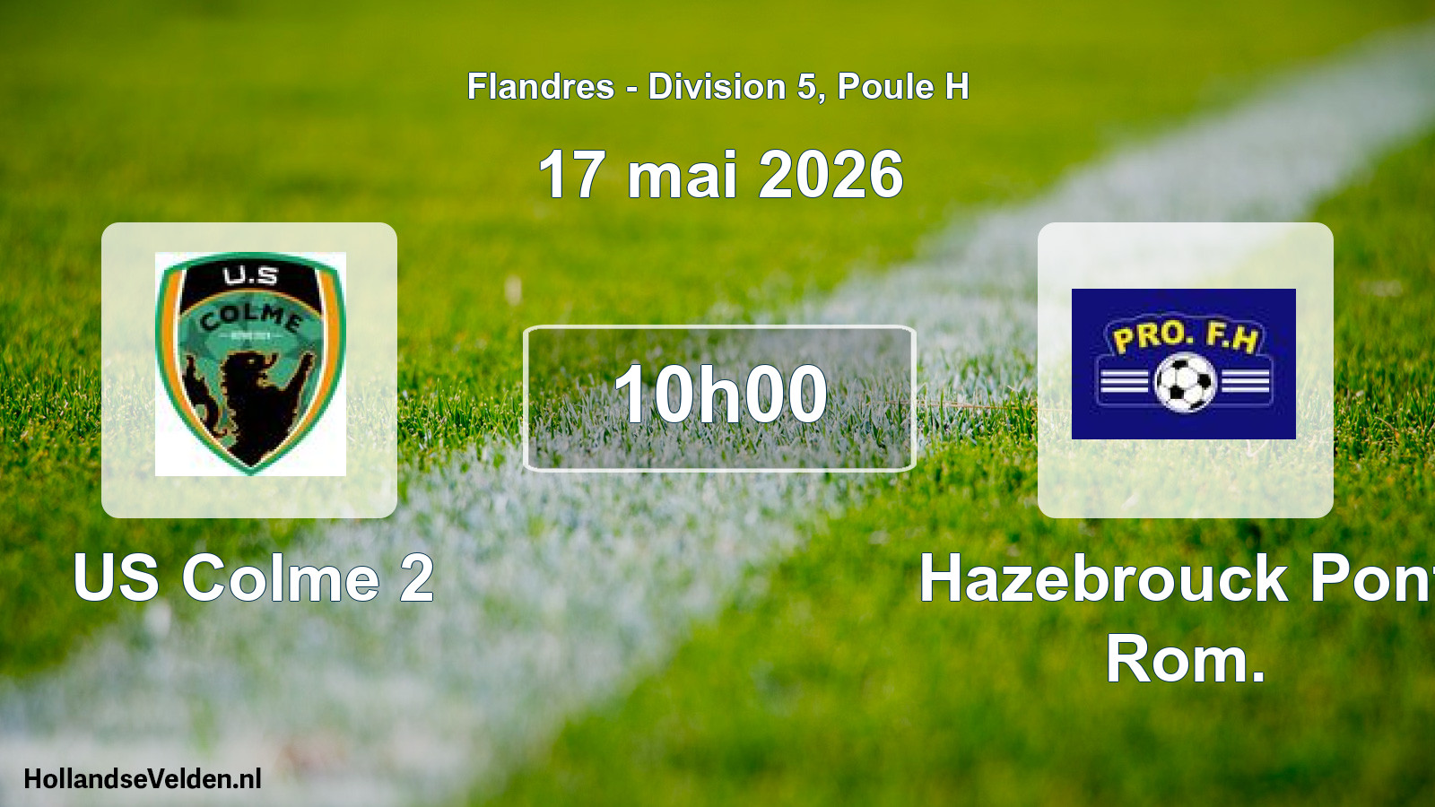 Geplande wedstrijd: US Colme 2 - Hazebrouck Pont Rom. (17 mei 2026)