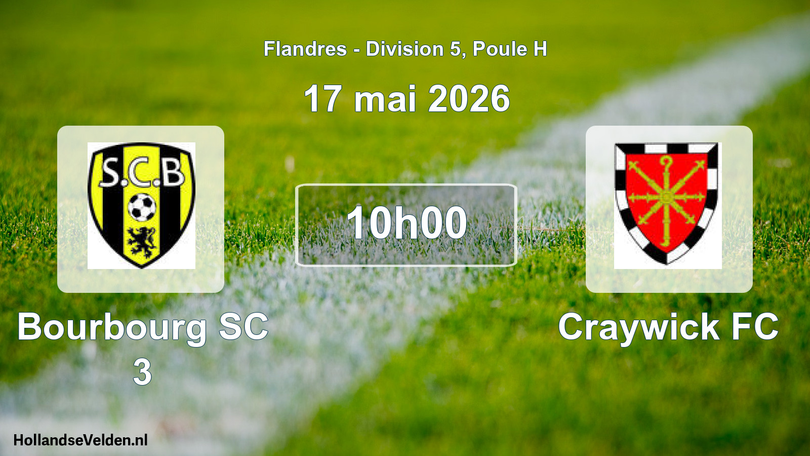 Match programmé: Bourbourg SC 3 - Craywick FC (17 mai 2026)