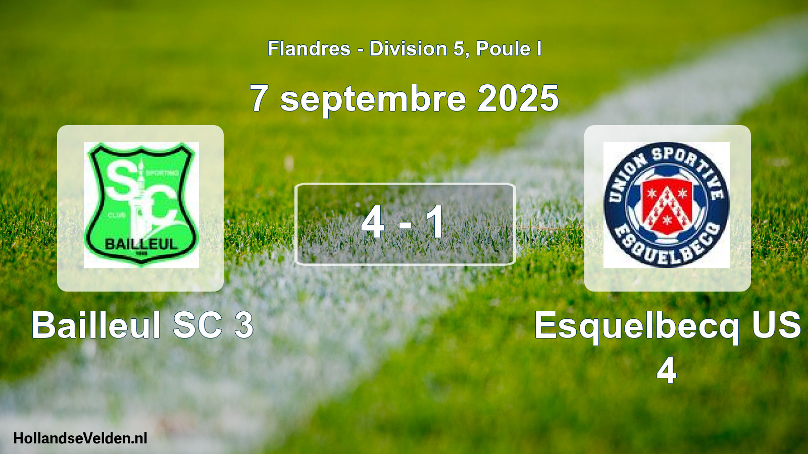 Match joué: Bailleul SC 3 - Esquelbecq US 4 4 - 1 (7 septembre 2025)