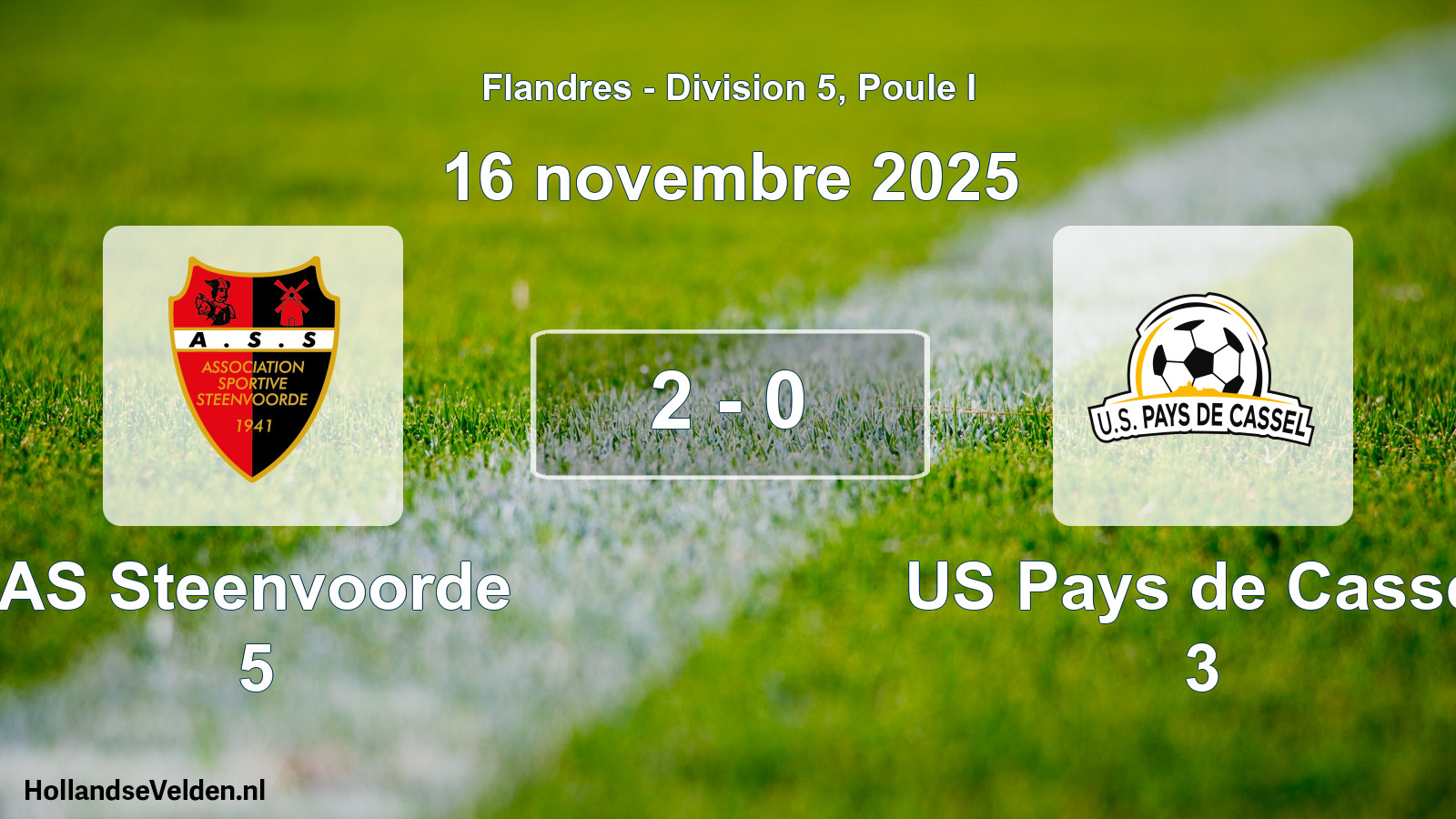 Total number of matches played: AS Steenvoorde 5 - US Pays de Cassel 3 2 - 0 (16 November 2025)
