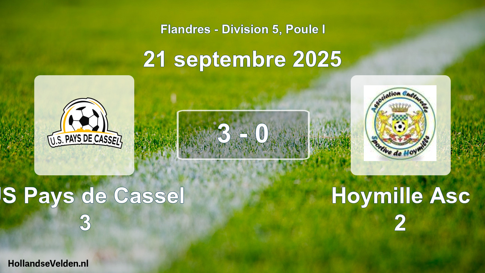 Match joué: US Pays de Cassel 3 - Hoymille Asc 2 3 - 0 (21 septembre 2025)