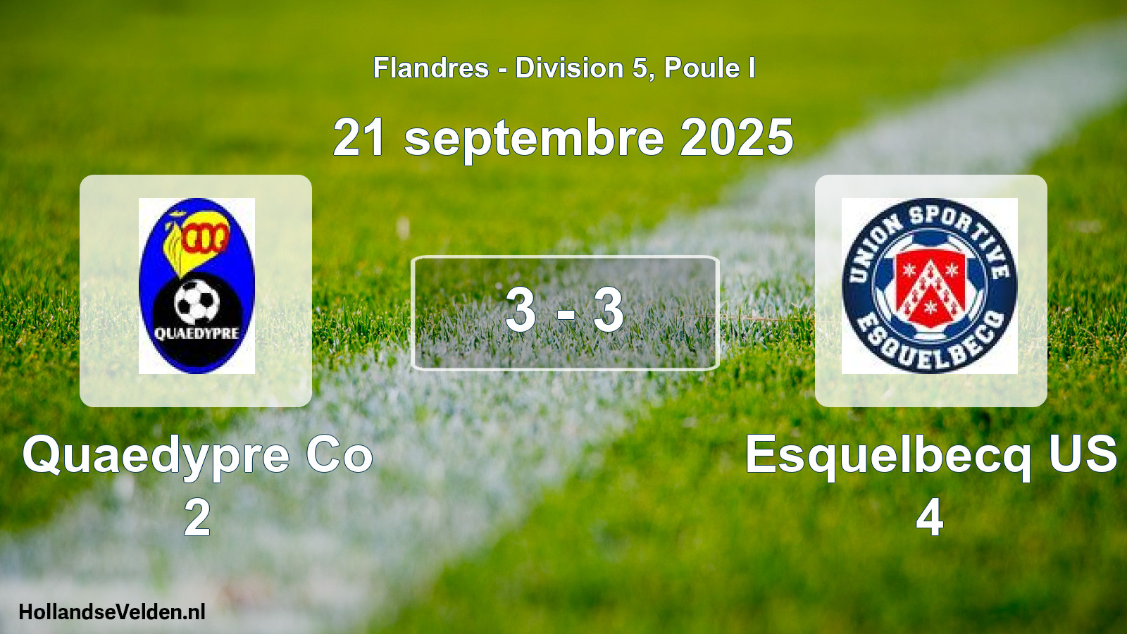 Match joué: Quaedypre Co 2 - Esquelbecq US 4 3 - 3 (21 septembre 2025)