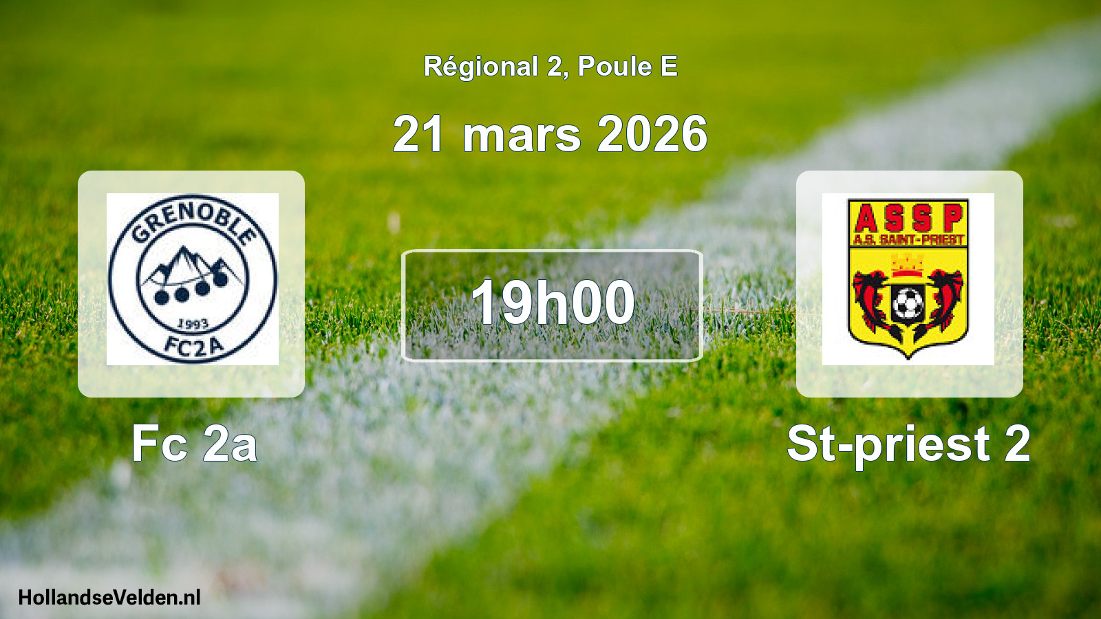Geplande wedstrijd: Fc 2a - St-priest 2 (21 maart 2026)