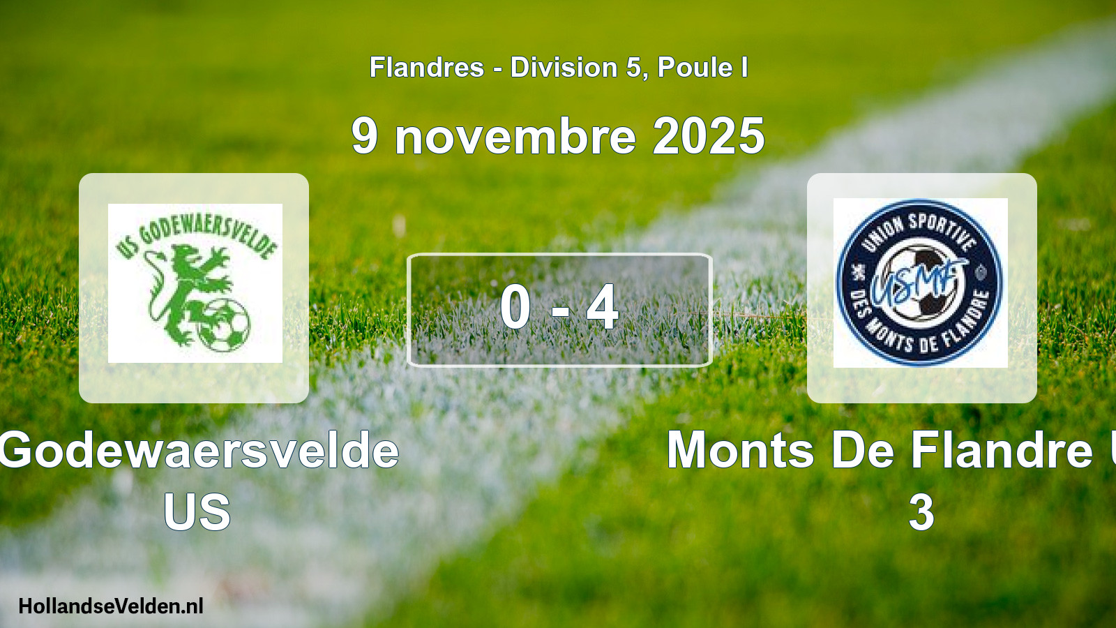 Match joué: Godewaersvelde US - Monts De Flandre US 3 0 - 4 (9 novembre 2025)