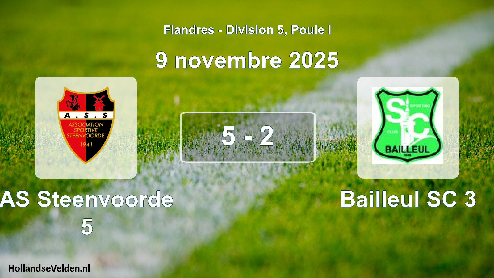 Match joué: AS Steenvoorde 5 - Bailleul SC 3 5 - 2 (9 novembre 2025)