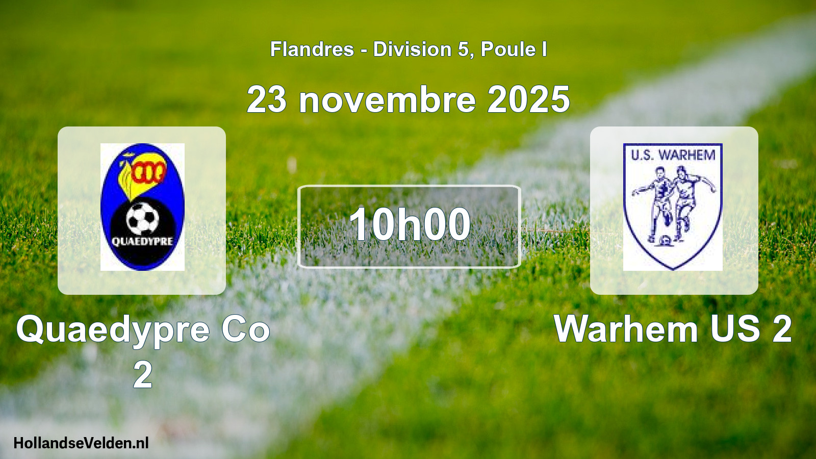 Match programmé: Quaedypre Co 2 - Warhem US 2 (23 novembre 2025)