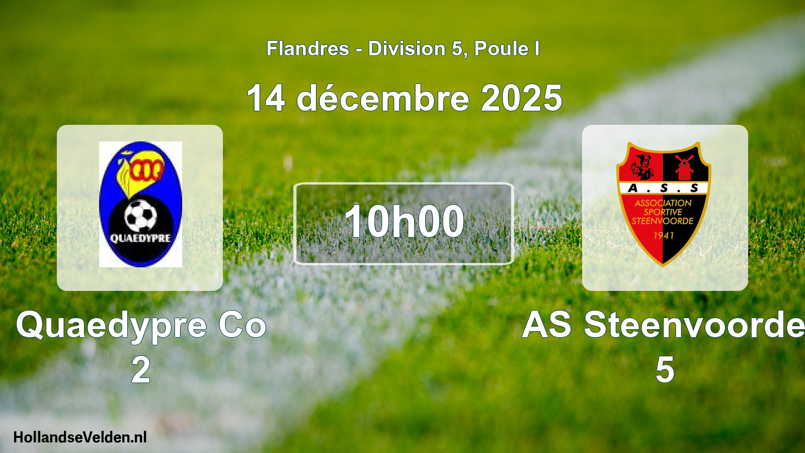 Match programmé: Quaedypre Co 2 - AS Steenvoorde 5 (14 décembre 2025)
