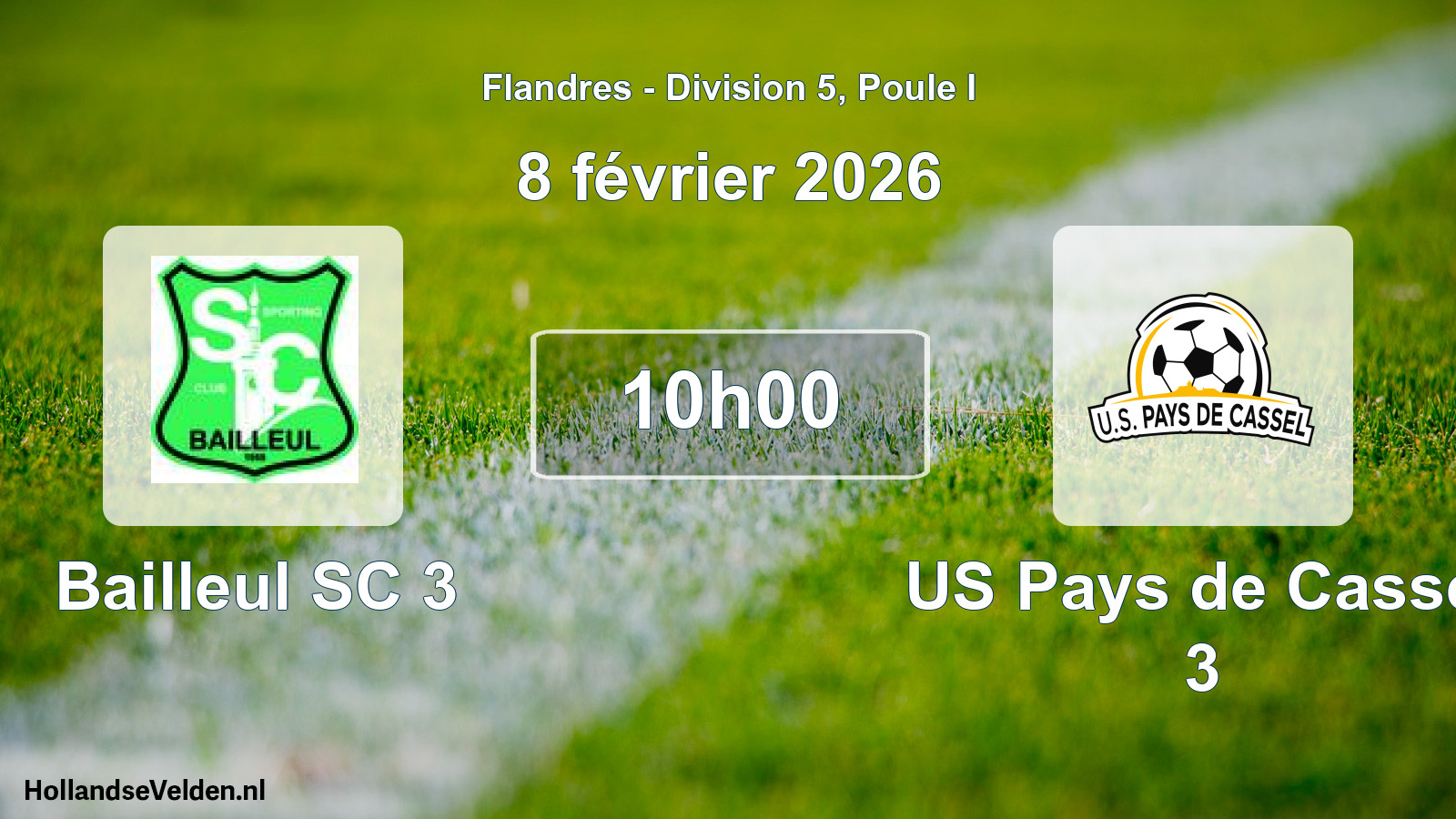 Match programmé: Bailleul SC 3 - US Pays de Cassel 3 (8 février 2026)