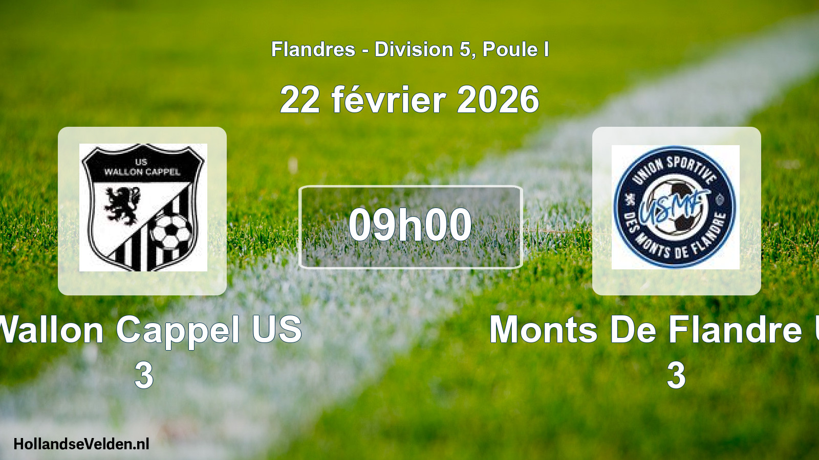 Scheduled Match: Wallon Cappel US 3 - Monts De Flandre US 3 (22 February 2026)