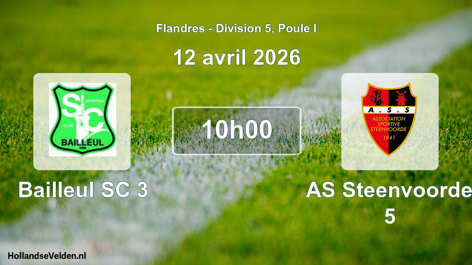 Match programmé: Bailleul SC 3 - AS Steenvoorde 5 (12 avril 2026)