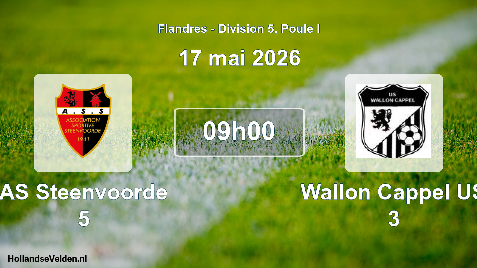 Match programmé: AS Steenvoorde 5 - Wallon Cappel US 3 (17 mai 2026)