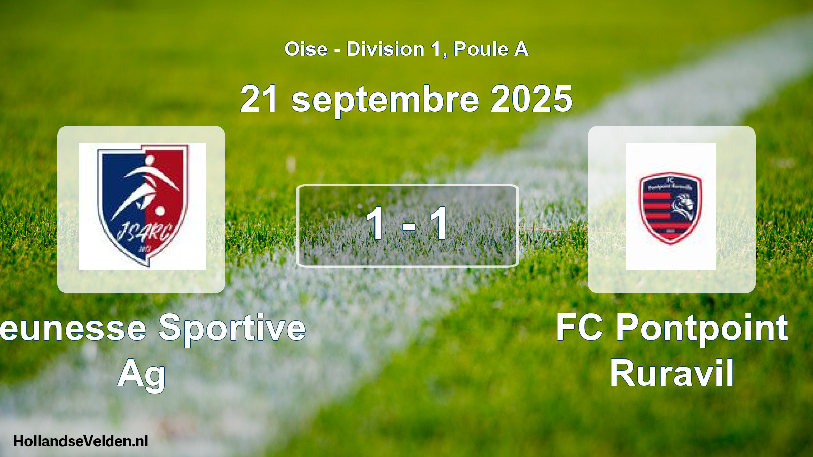 Gespeelde wedstrijd: Jeunesse Sportive Ag - FC Pontpoint Ruravil 1 - 1 (21 september 2025)